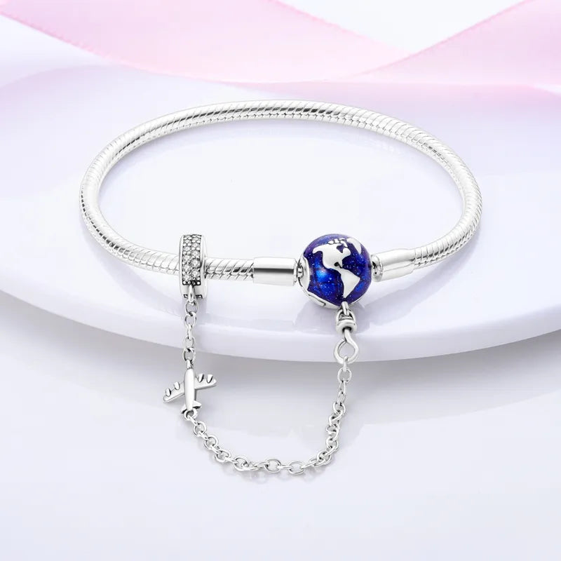 925 Silver Charm Bracelet -17cm