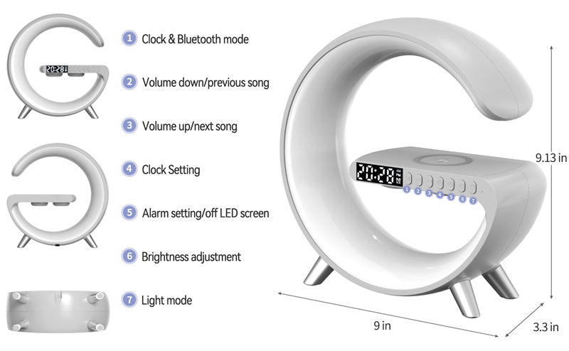 Wireless Speaker Charger Lamp