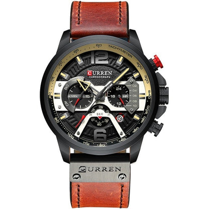 Military Leather Chronograph Wristwatch